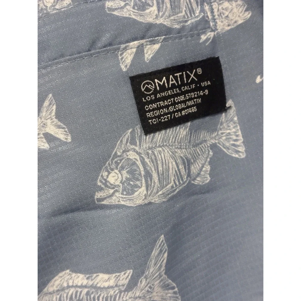 Matix Swim Trunks Quick Dry Shorts Blue White Fish Men's Large‎ Lightweight